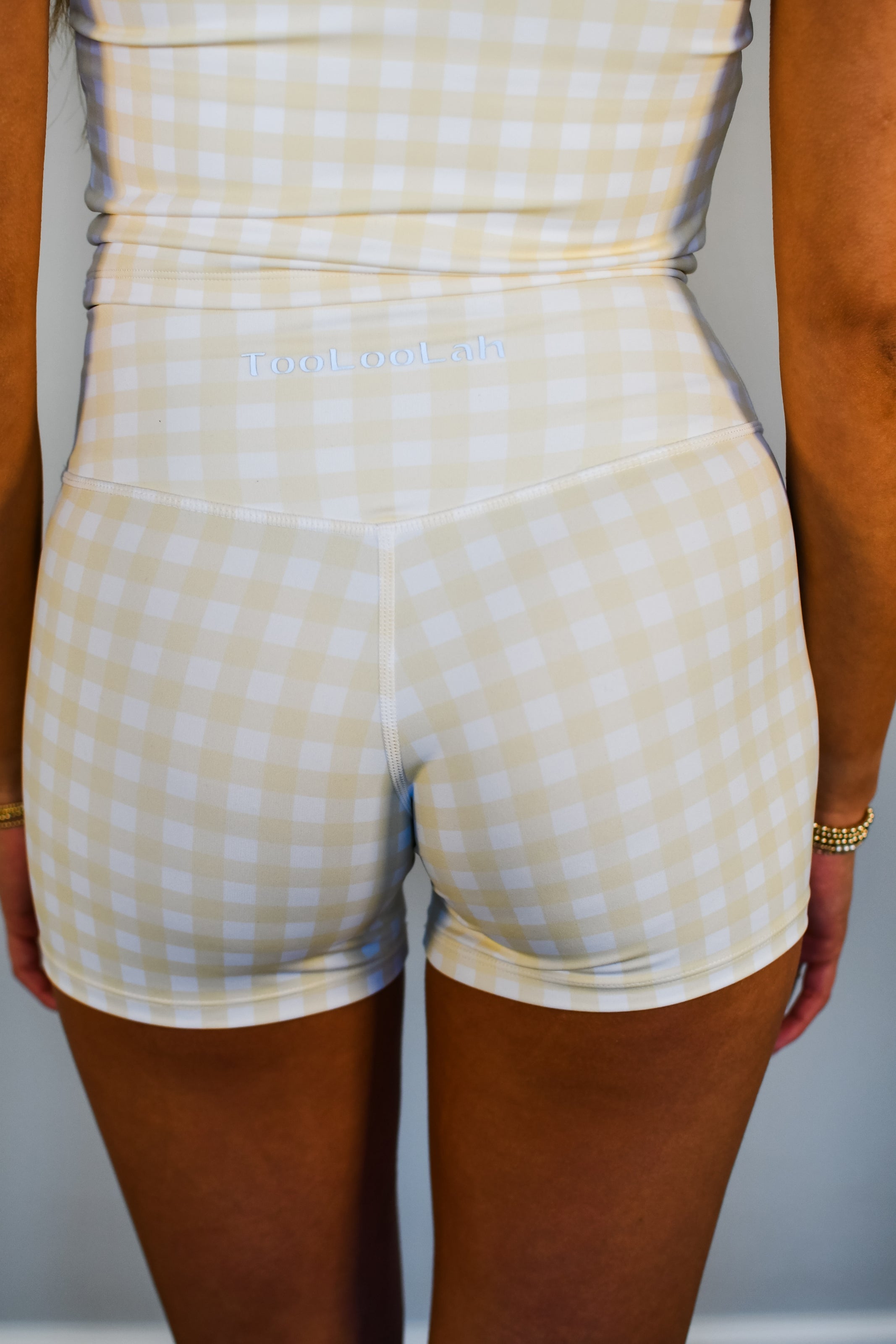 Pivot Gingham Biker Shorts - Yellow