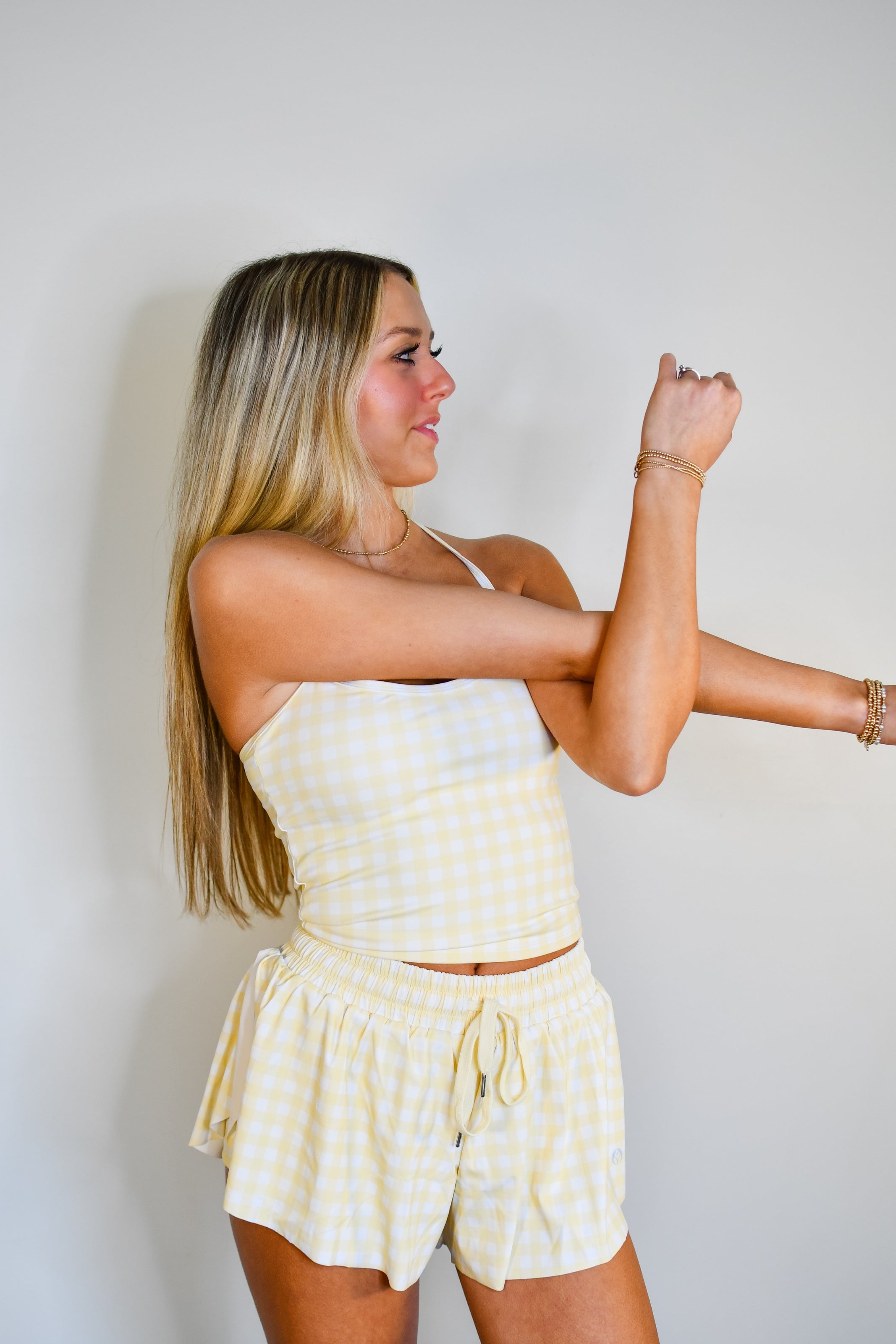 Flutter Away Gingham Shorts - Yellow