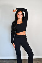 Luxe Lace Long Sleeve Top - Black