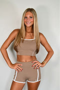 Outline Cropped Contrast Tank - Cocoa