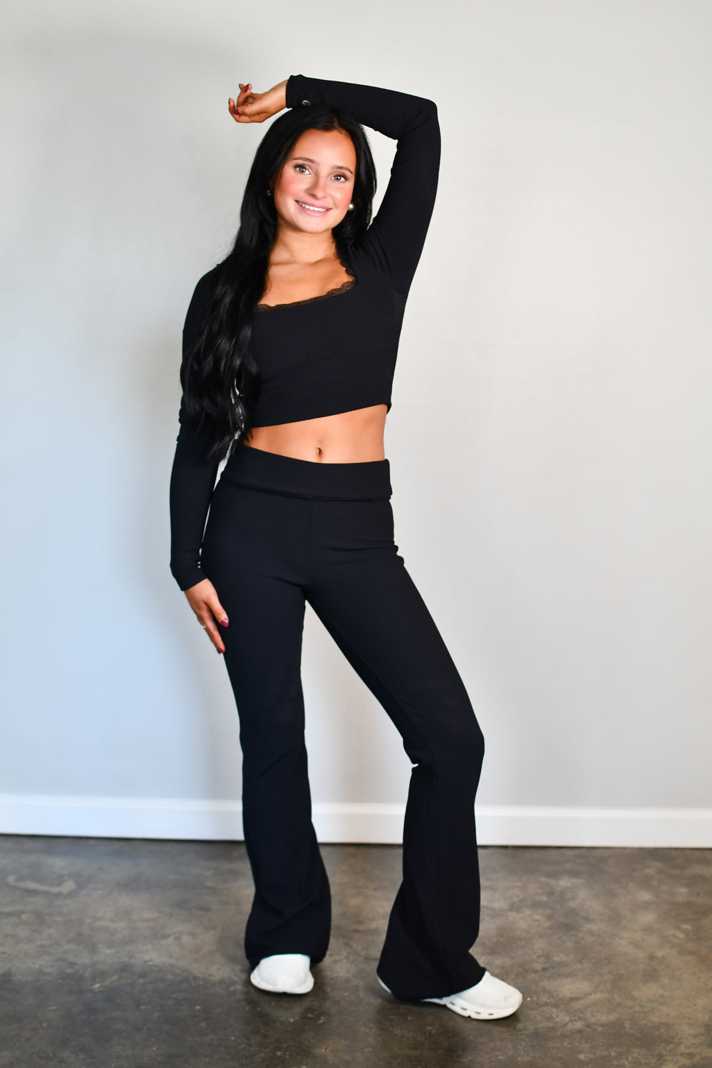 Luxe Lace Flare Leggings - Black