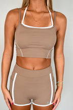 Outline Contrast Shorty Shorts - Cocoa