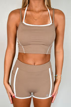 Outline Cropped Contrast Tank - Cocoa