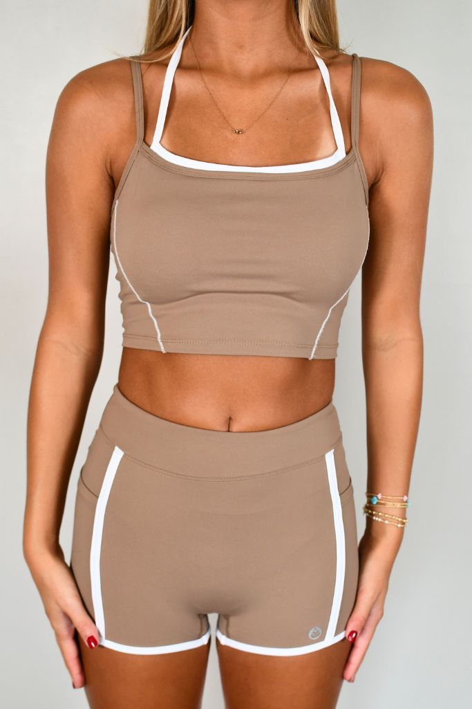 Outline Cropped Contrast Tank - Cocoa