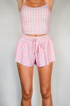 Flutter Away Gingham Shorts - Pink