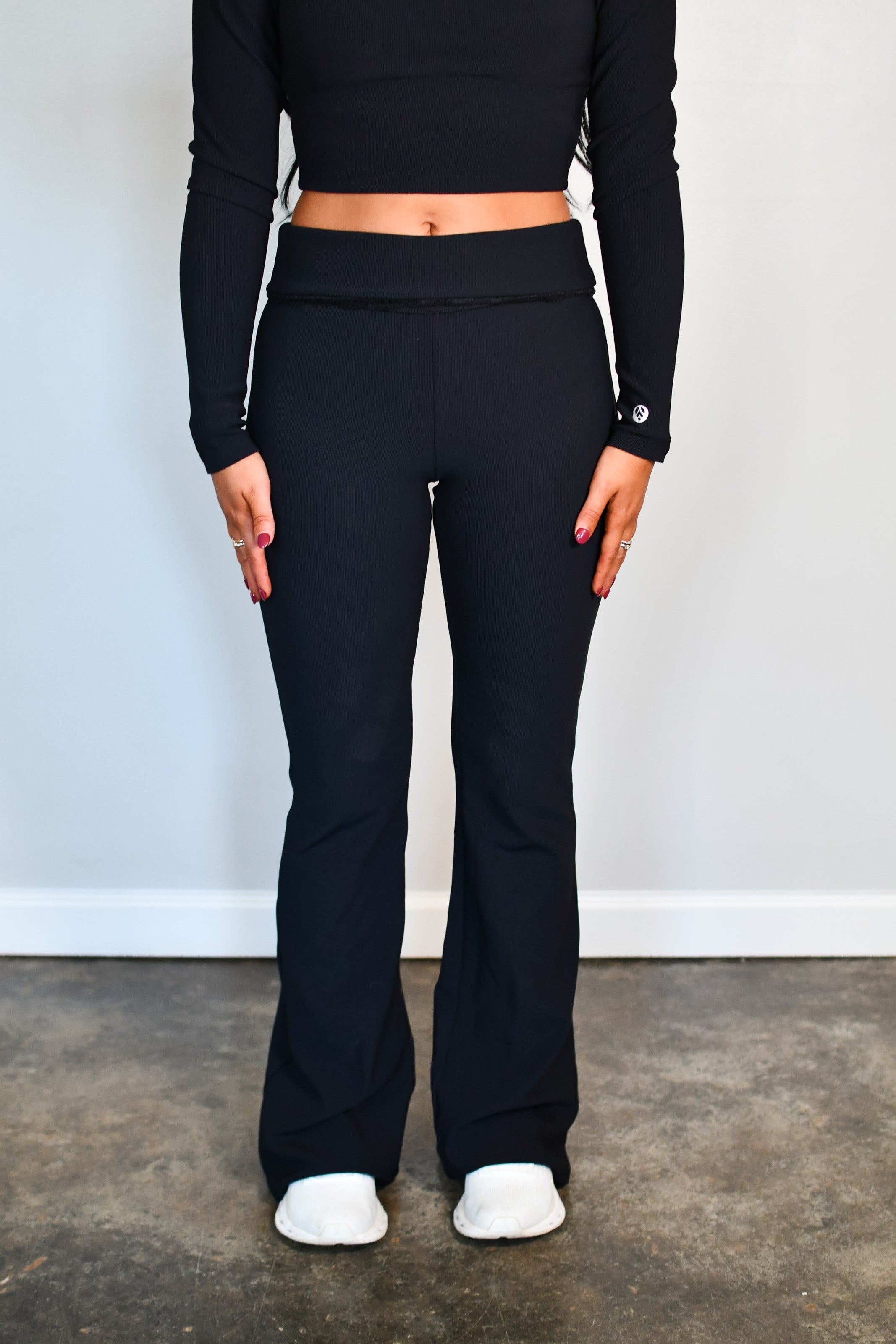 Luxe Lace Flare Leggings - Black