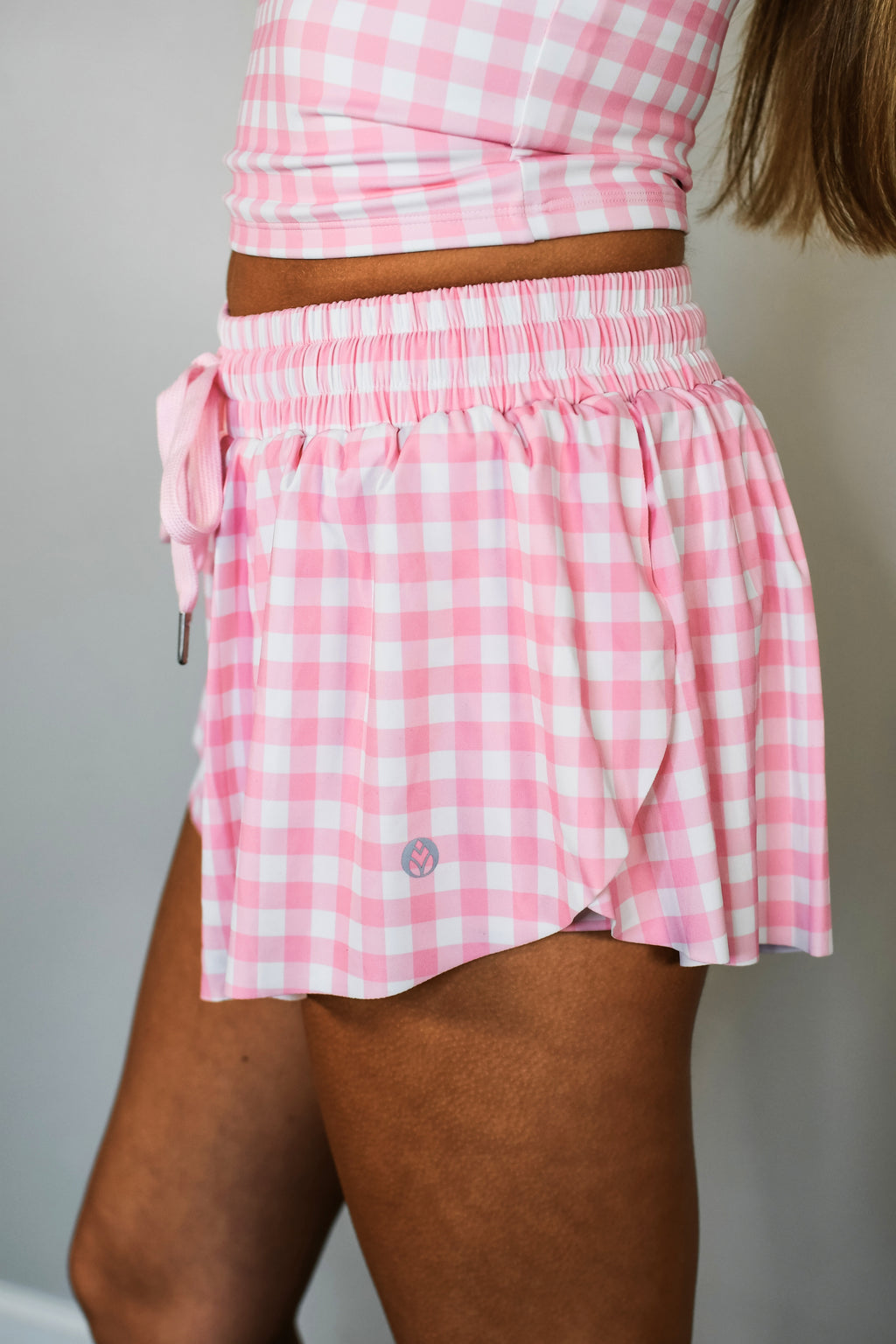 Flutter Away Gingham Shorts - Pink