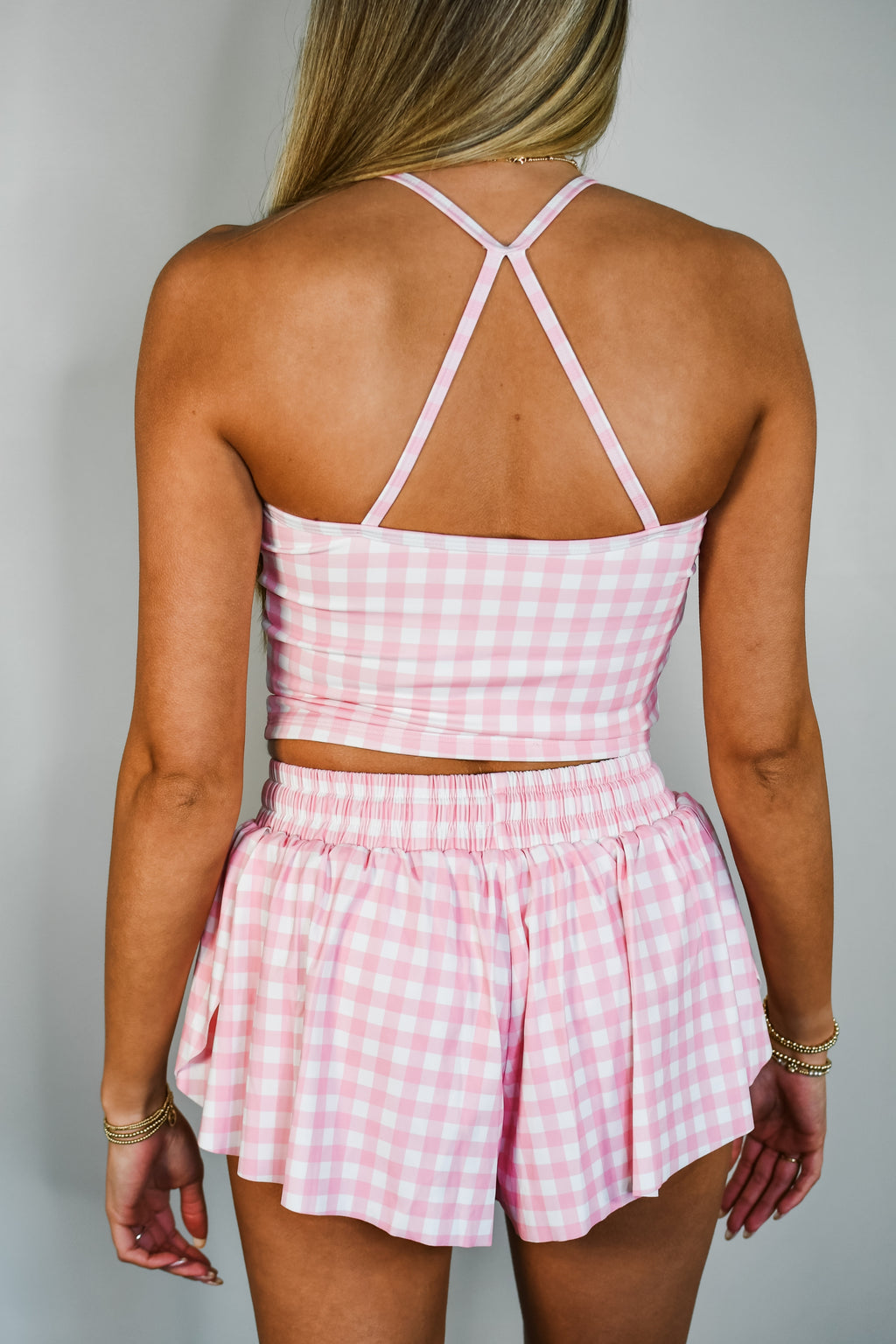 Flutter Away Gingham Shorts - Pink