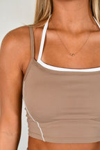 Outline Cropped Contrast Tank - Cocoa