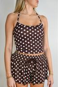 Pivot Polka Dot Tank Top - Brown