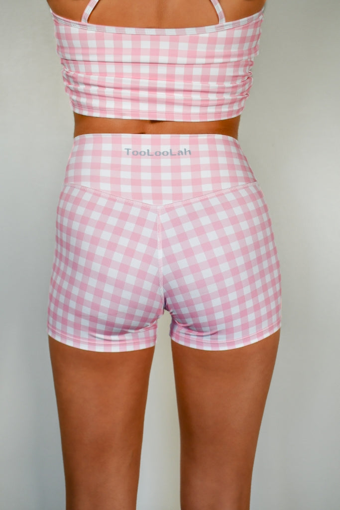 Pivot Gingham Biker Shorts - Pink