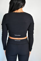 Luxe Lace Long Sleeve Top - Black