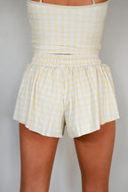Flutter Away Gingham Shorts - Yellow