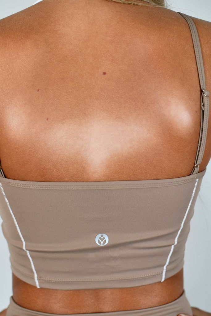 Outline Cropped Contrast Tank - Cocoa