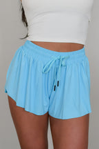 Flutter Away Butterfly Shorts - Light Blue