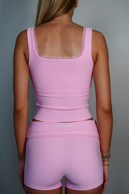 Luxe Lace Tank Top - Pink