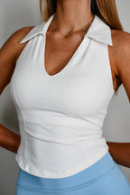 Ace Collar Tank Top - White