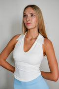 Ace Collar Tank Top - White