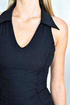 Ace Collar Tank Top - Black
