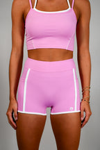Outline Cropped Contrast Tank - Candy Pink/White