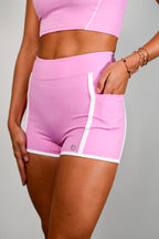 Outline Contrast Shorts - Candy Pink/White