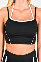 Outline Cropped Contrast Tank - Black/White