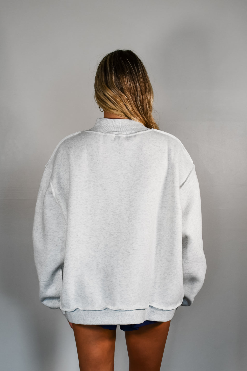 Classic Southern Mock Neck Sweatshirt - Heather Grey
