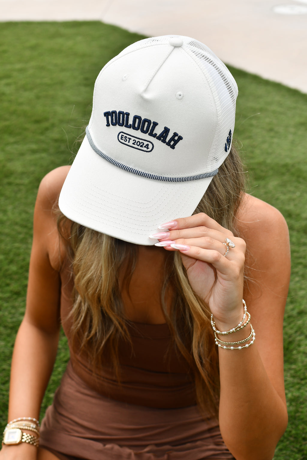 Braided Mesh Trucker Hat - Navy