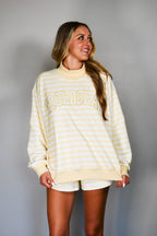 Striped Mock Neck Sweatshirt - Yellow