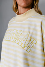 Striped Mock Neck Sweatshirt - Yellow