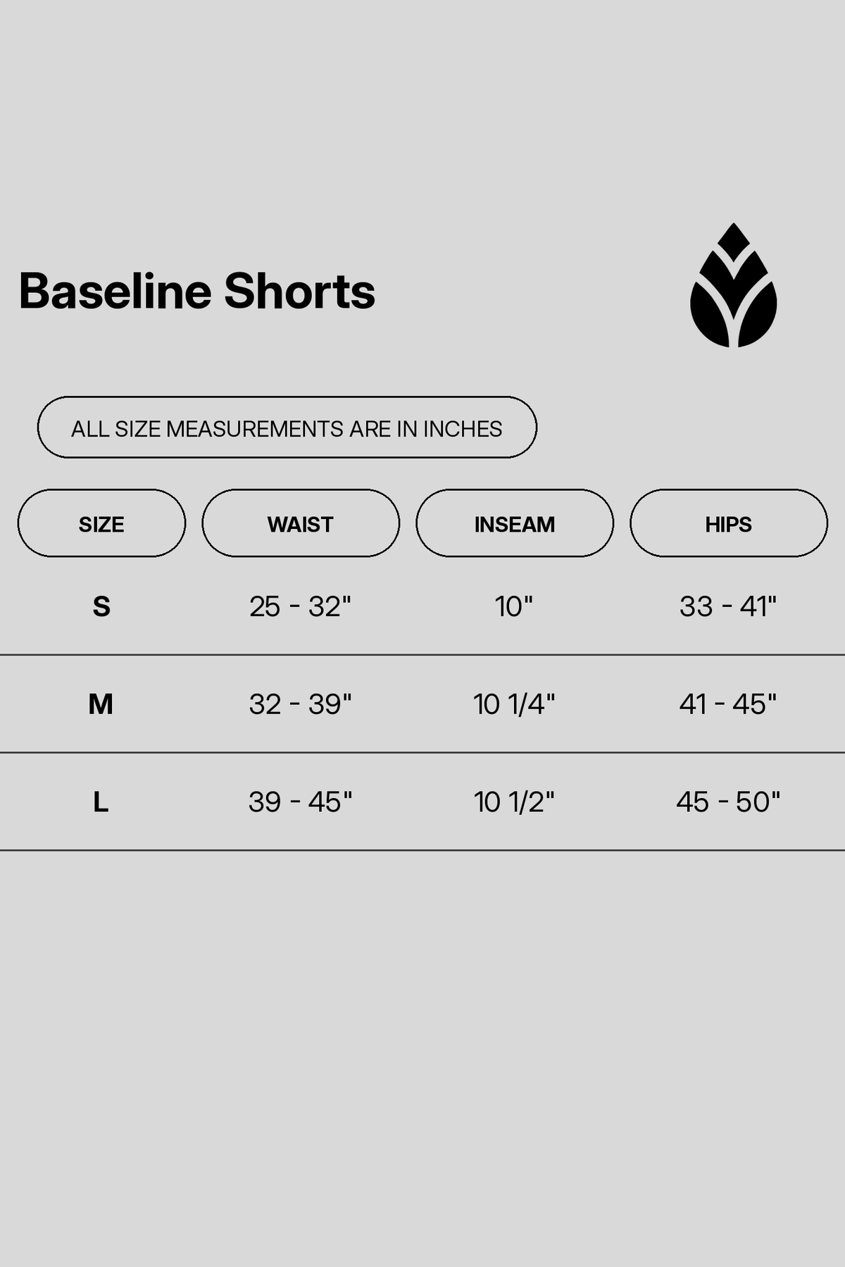 baseline-shorts size chart