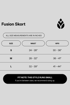 fusion-skort size chart