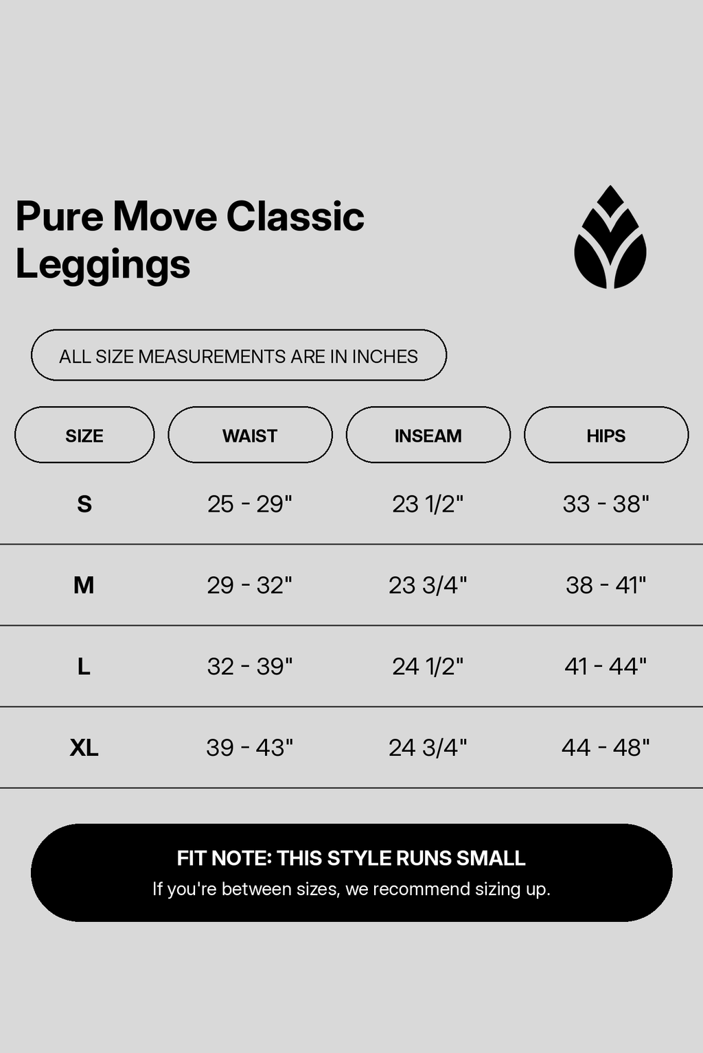 pure-move-classic-leggings size chart
