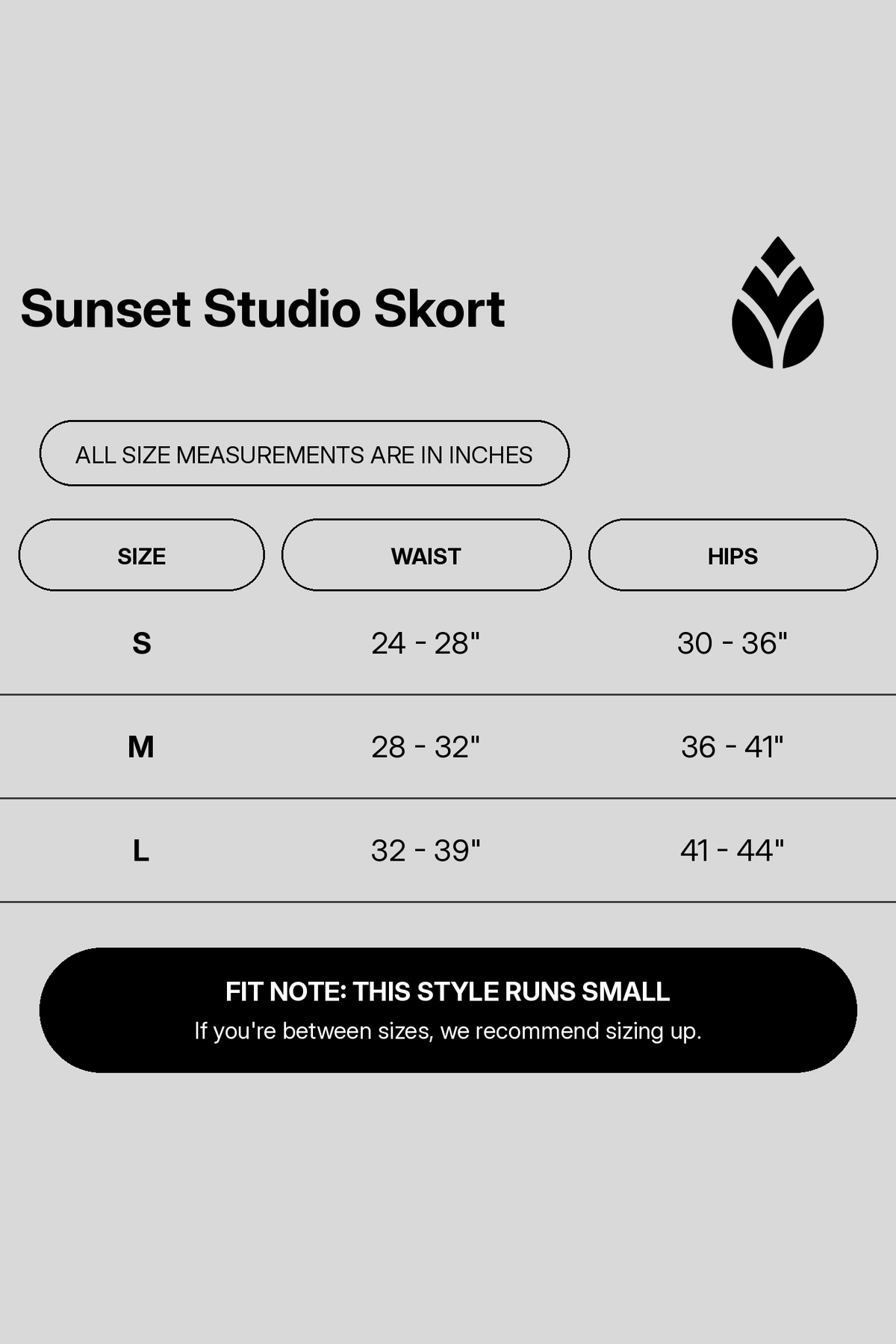 sunset-studio-skort size chart